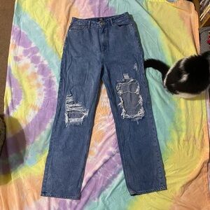 Relaxed Fit Distressed Denim Jeans